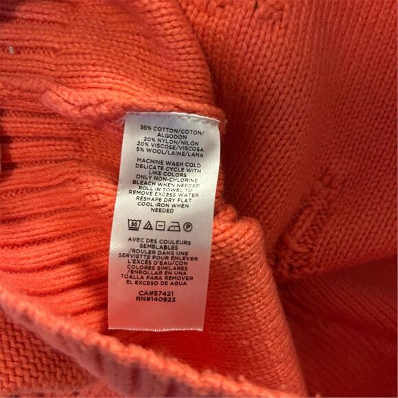 LOFT Women's Tangerine Pink Bobble Pointelle Sweater Size M Long Sleeve Pullover - Picture 9 of 10